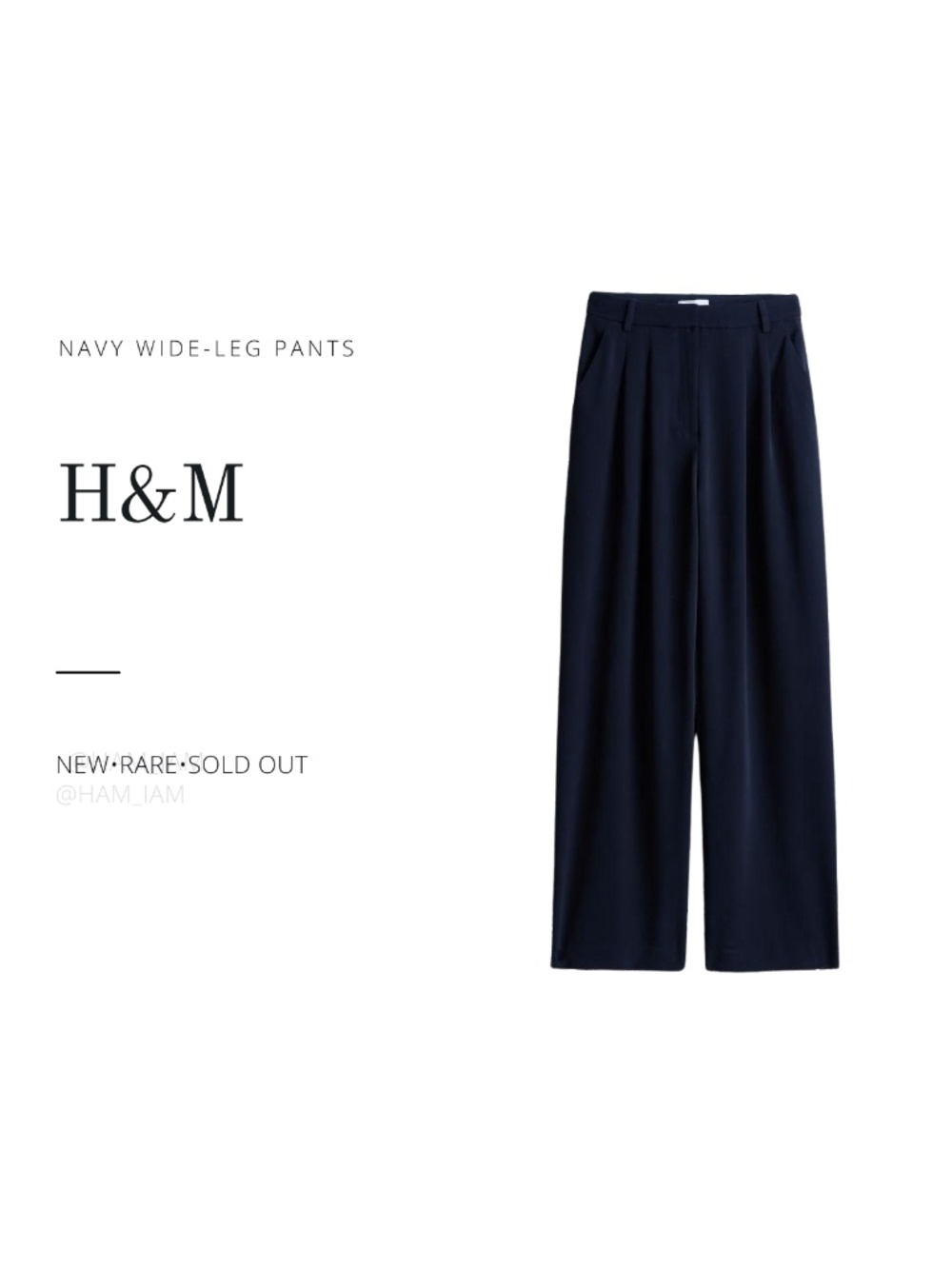 NWT SOLD OUT Navy Blue H&M Wide-Leg Pants